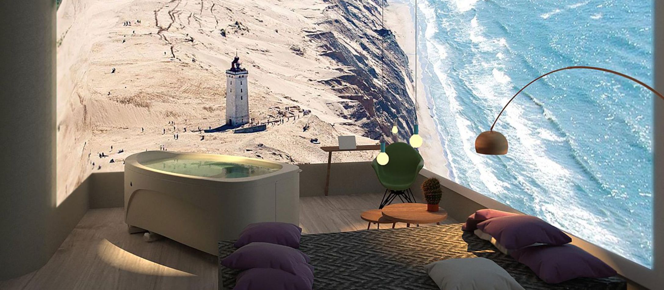 Tegnet grafik af en fødestue.